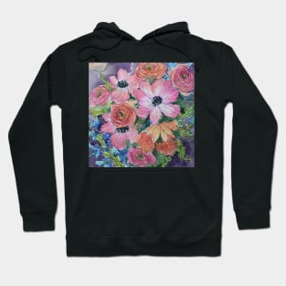 Poppies and Anemones Watercolor Painting Hoodie